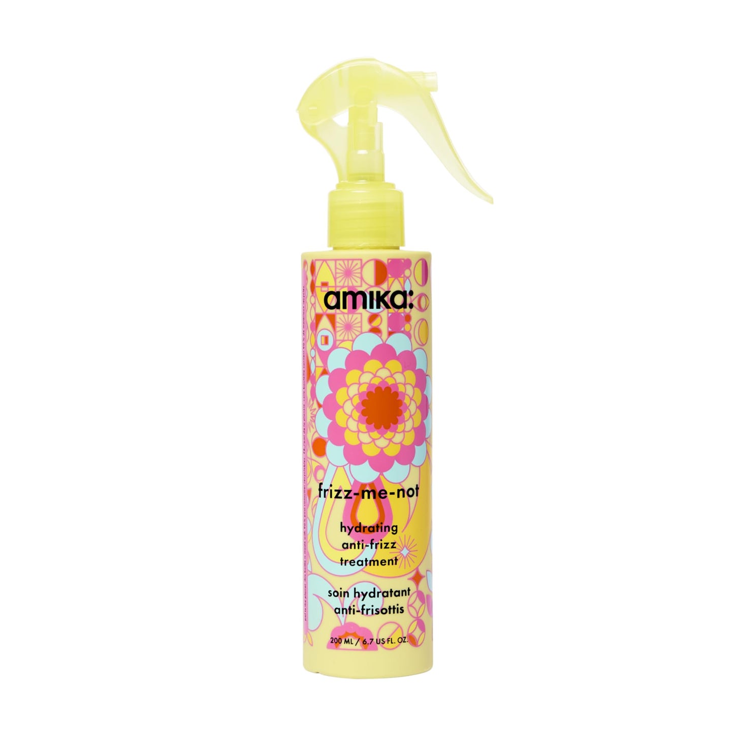 amika frizz-me-not hydrating anti-frizz treatment, 200ml | lightweight hydrating spray for medium to thick coarse hair types 2a-4c, humidity + heat protection, smooth frizz for up to 72 hours