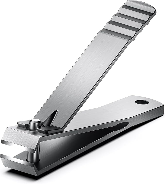 Heavy Duty Straight Blade Nail Clippers for Thick Toenails, Professional Stainless Steel Fingernail Toenail Clippers Trimmers - Thick Wide Jaw Toe Nail Clippings for Seniors, Men & Women - Silver