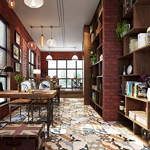 Livelynine Brick Contact Paper Red Brick Wallpaper Peel and Stick Faux Brick Wall Paper Roll Burgundy Wallpaper for Kitchen Backsplash Fireplace Walls Chimney Backdrop Christmas Vinyl Wrap 15.8x78.8