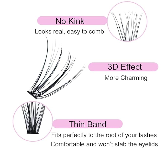 Cluster Lashes 240pcs 20D DIY Eyelash Extension D Curly Long Individual Lashes Mixed Tray Faux Mink Lash Clusters Extensions 0.07 0.10 Black (20D-0.07D-9-16mm)