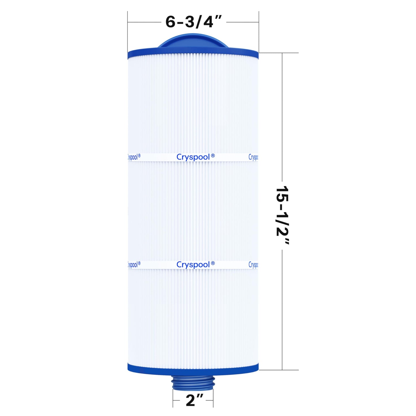 Cryspool® 06046 Filter Compatible with J-300, J400, 6CH-960, FC-2800, PJW60TL-F2S, 14081, 6540-383, Premium, Closed Handle(Not Removable Tops), 60 Sq. Ft Spa Filter Cartridge, 2 Pack