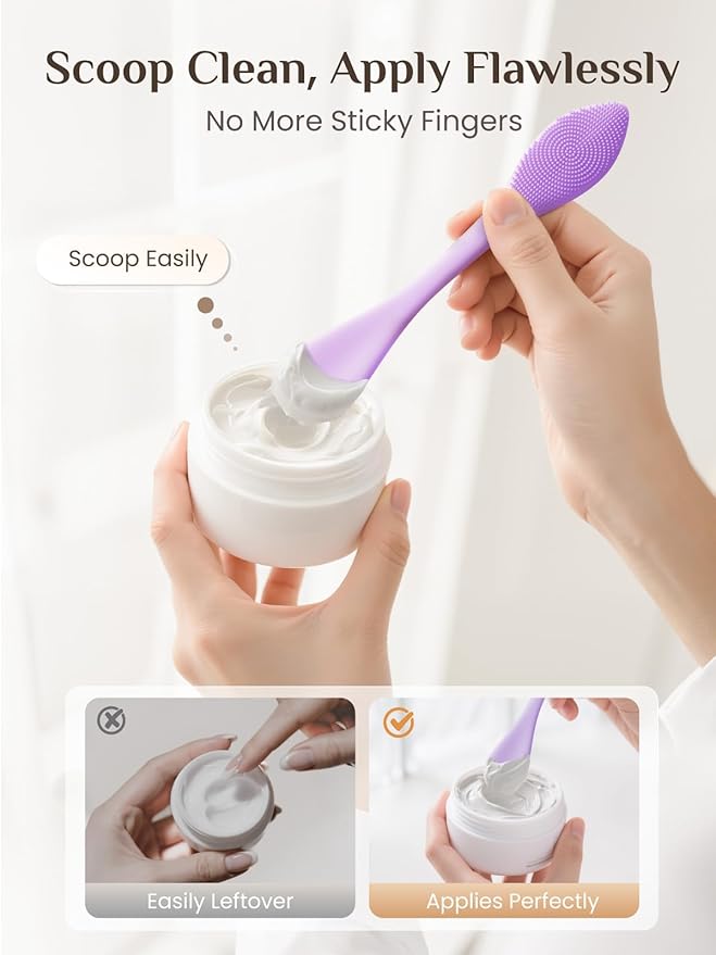 Rena Chris 3 pcs Silicone Face Scrubber, 3 in 1 Face Mask Applicator & Facial Cleansing Brush, Pore Brush for Exfoliating, Blackhead, Skincare Applicator Tools