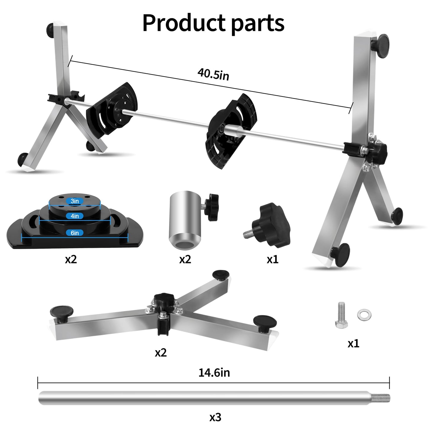 Pool Filter Cleaning System and Cleaner Stand Solid Aluminum Shaft- Compatible with 3，4，and 6 Inch Filter Cartridges，Dual Use Stand Design for Vertical & Horizontal