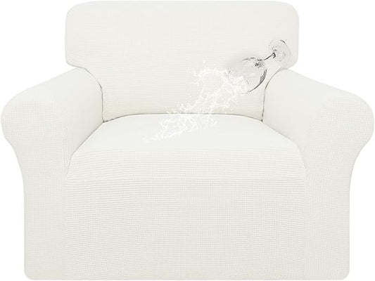 Easy-Going 100% Waterproof Oversized Chair Couch Cover, Dual Waterproof Sofa Cover, Stretch Jacquard Sofa Slipcover, Leakproof Furniture Protector for Kids, Pets, Dog and Cat, Cream