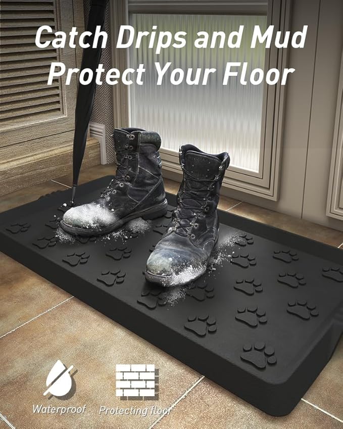 Paw Pattern Boot Tray for Entryway Waterproof Rubber Mats for Dogs Multipurpose Shoe Mat Tray for Entryway Indoor Outdoor Multi Use Catch All Trays Shoe Storage 16x27.5 Inches