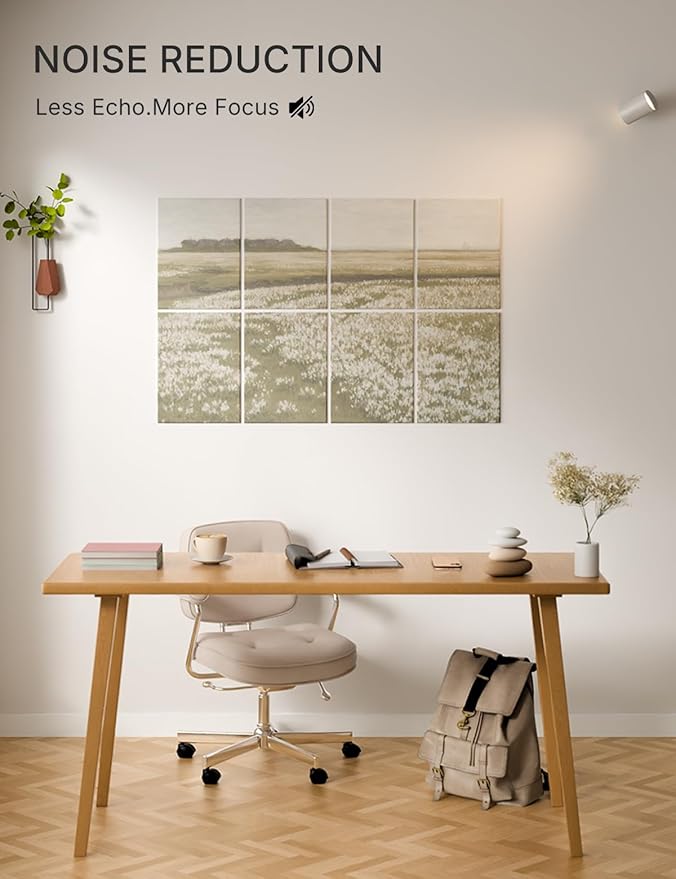 Wall Art Acoustic Panels,35''X24''Sound Absorbing Panels-8-Pack with 50 Adhesive Tabs, Panels for Living Room and Recording Studio, Offices-A Vast Summer Landscape
