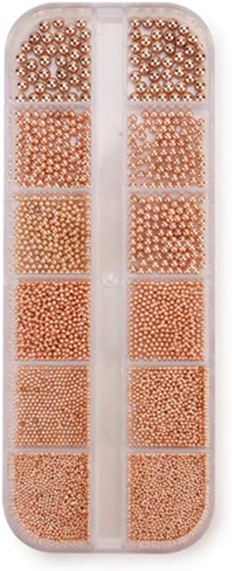 0.8mm Mini Small Nail Beads Stainless Steel Beads Nail Chain Charms Nails Art Decorations Gun Grey Rose Gold Caviar Nail Charms DIY Tool Nail Studs Accessories Caviar Art (Rose)