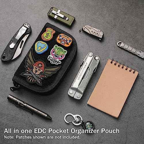 VIPERADE VE20 EDC Pouch Small Pocket Organizer with 8 Compartments, Pocket Tools Pouch with Patches Display Panel, Mini Organizer Bag for Men