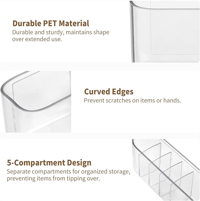 PAVSTINE 2 Pack Adhesive Medicine Cabinet Organizer, Clear Wall Mounted Makeup Storage Shelves for Bathroom Vanity, No Drilling Narrow Organizers for Door Cabinet, 5 Compartment