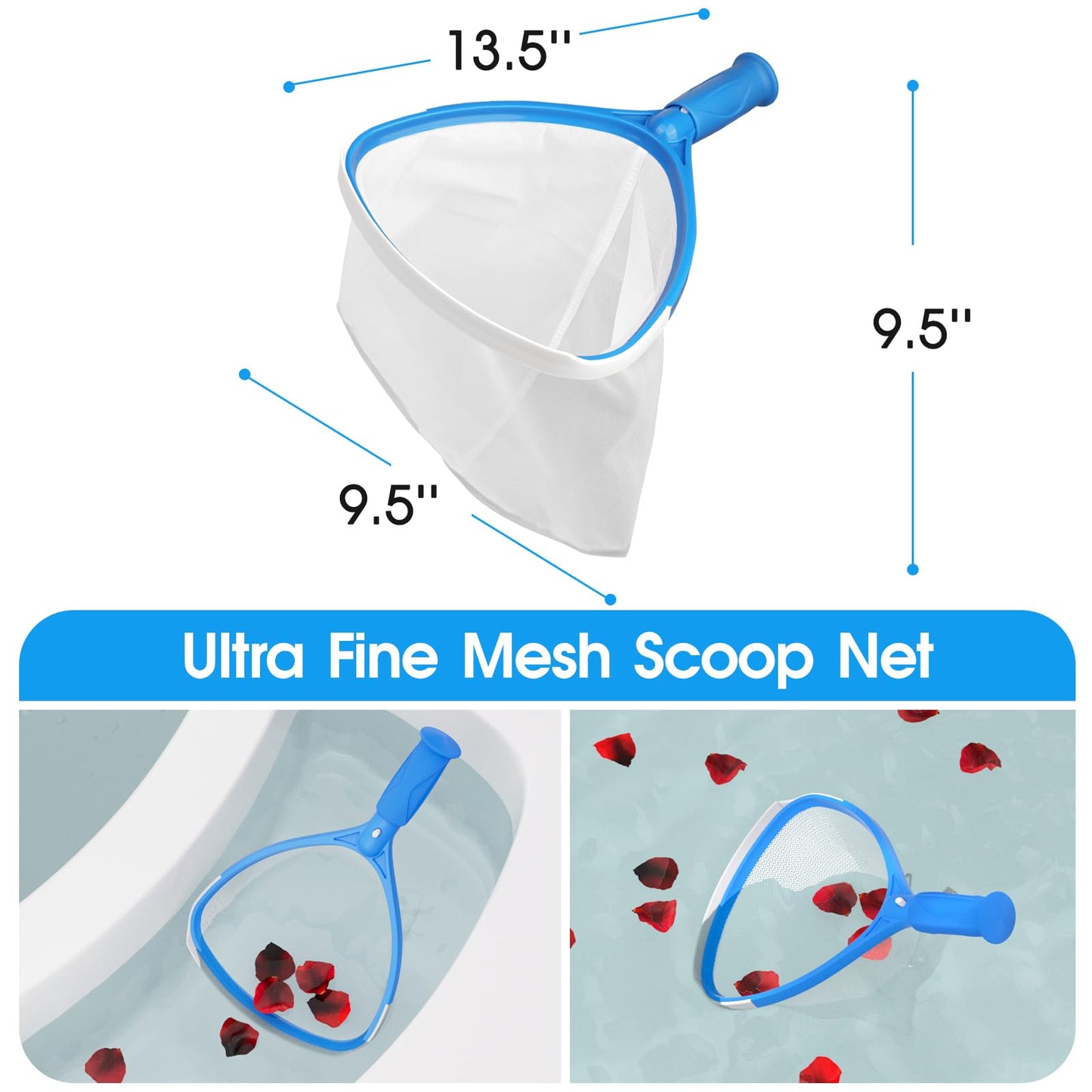 TidyMister 5-in-1 Spa Cleaning Set - Hot Tub Small Pools Maintenance Accessories Kit - Skimmer Net, Round Brush, 2ft Pole, Scrub Glove and Scum Absorber