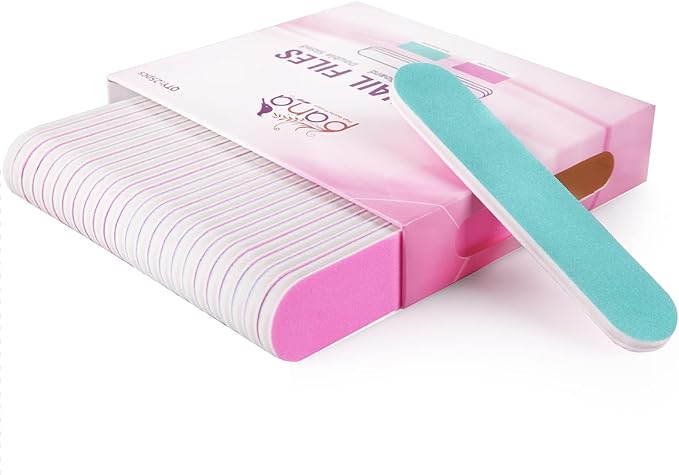25PCS Mini Size PANA Professional Double Sided Nail Files - Pink&Teal, 180/240 Grit - Emery Board Nail Buffering File Manicure Pedicure Nail Polisher Washable