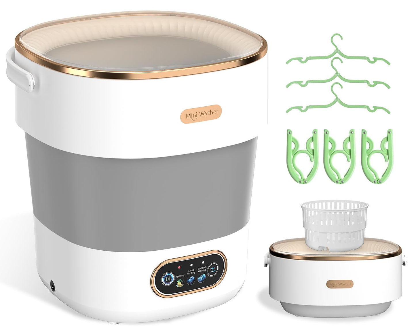Portable Washing Machine, Folding 20L Mini Washer and Spin-Dryer, 3 Cleaning Modes & Deep Cleaning Small Compact Laundry Machine of Small Clothes for Apartments, Dormitories,Home, RV, Travel, White