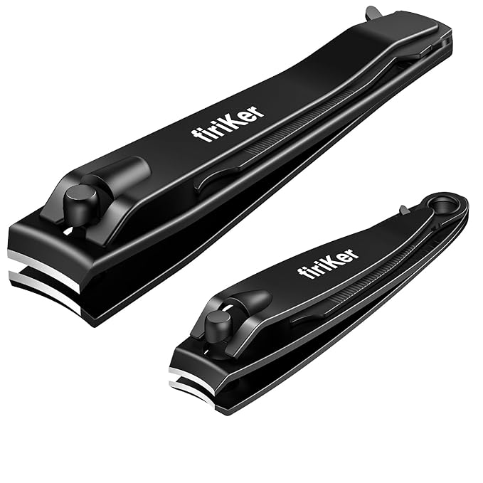Nail Clippers Set, Heavy Duty Black Matte Stainless Steel Nail Clipper with Nail File,Fingernail and Toenail Clipper Cutters, Nail Clipper Tools Gift for Men & Women