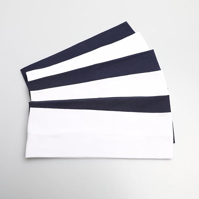 6 Pcs Headbands for Women Hair Cotton Headband Non-slip Stretchy Elastic Head Wrap Holder Hair Accessories White Navy Blue Color