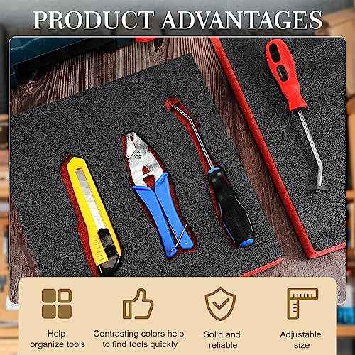 Frienda 3 Pcs Tool Box Foam Organizers Liner Adjustable Shadow 18 x 12 x 2.17 Inch Tool Chest Drawer Inserts Non Slip Foam