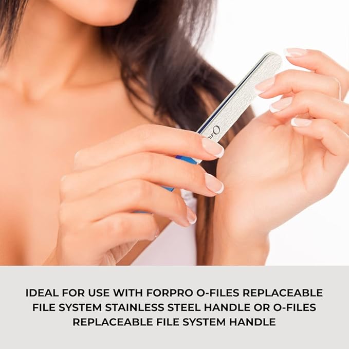 ForPro Professional Collection O-Files Replaceable File System, White, 100 Grit, Manicure Nail File Refills, 3.9” L x .6“ W, 50-Count