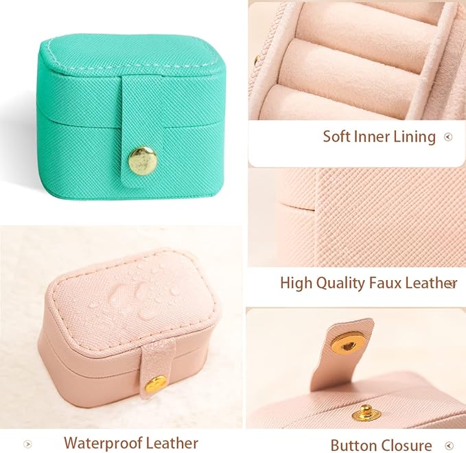 Travel Jewelry Ring Case,Small Jewelry Ring Box,Ring Holder,Mini Jewelry Case Portable Storage Case, for Women Girls, for Travel,Business,Wedding,Bridesmaid Gift(Blue)