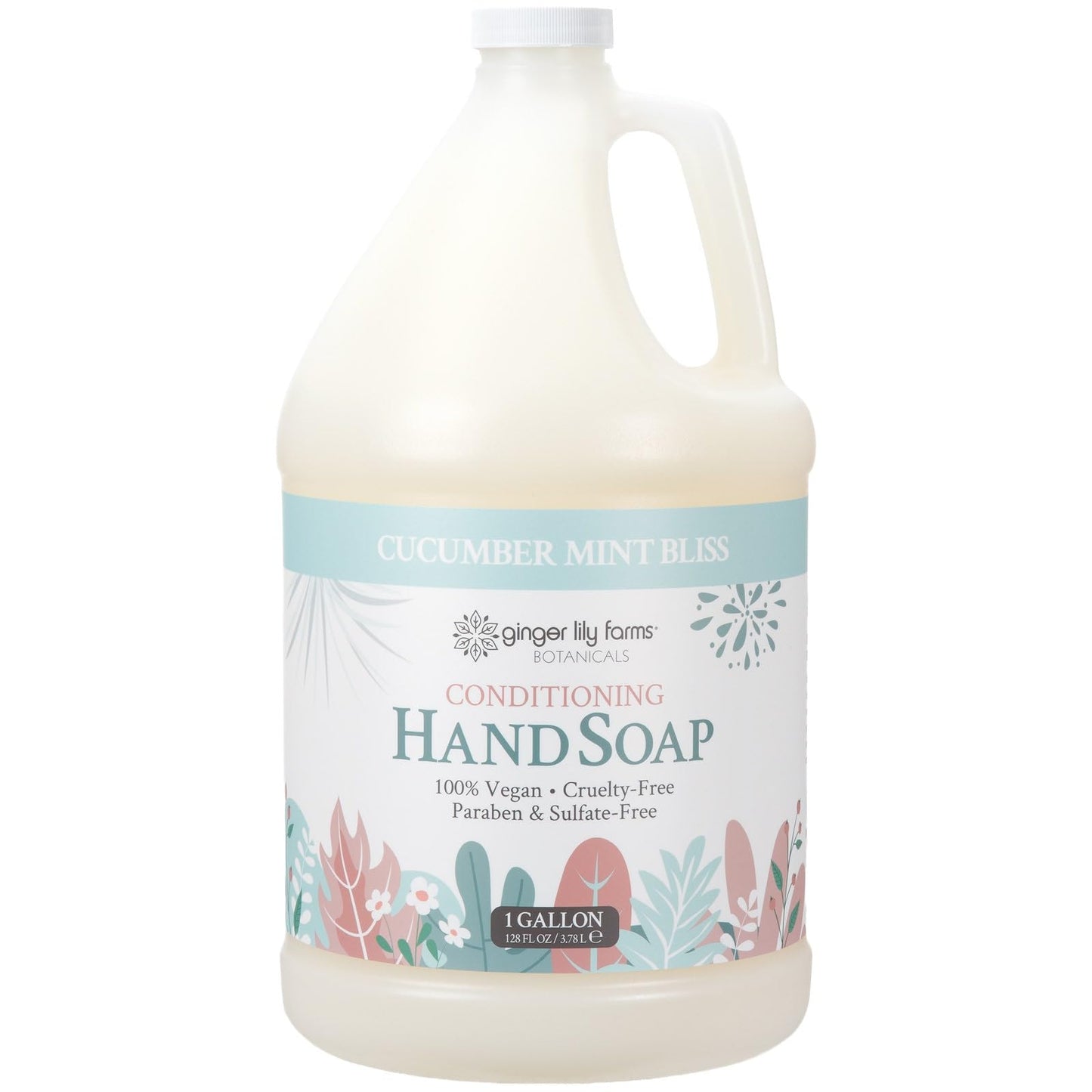 Ginger Lily Farms Botanicals Conditioning Liquid Hand Soap Refill, 100% Vegan & Cruelty-Free, Cucumber Mint Bliss Scent, 1 Gallon (128 fl oz)