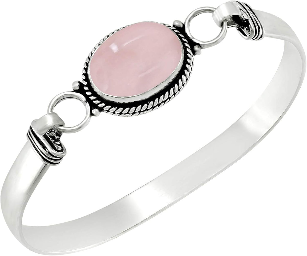 Natural Oval Gemstone Statement Cuff Bracelets for Women – Handmade Birthstone Bangle Bracelet Jewelry – Ideal Gift for Wedding, Christmas & Special Occasions