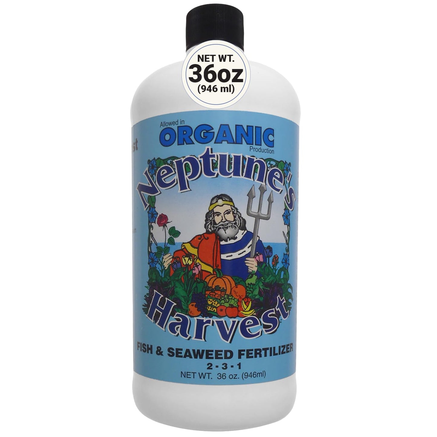 Neptune's Harvest Fish & Seaweed Liquid Fertilizer (2-3-1) - 36oz Bottle - Plant Food for Garden - Indoor & Outdoor Organic Plant Fertilizer for Vegetables, Flowers, Fruit, Trees & Lawns