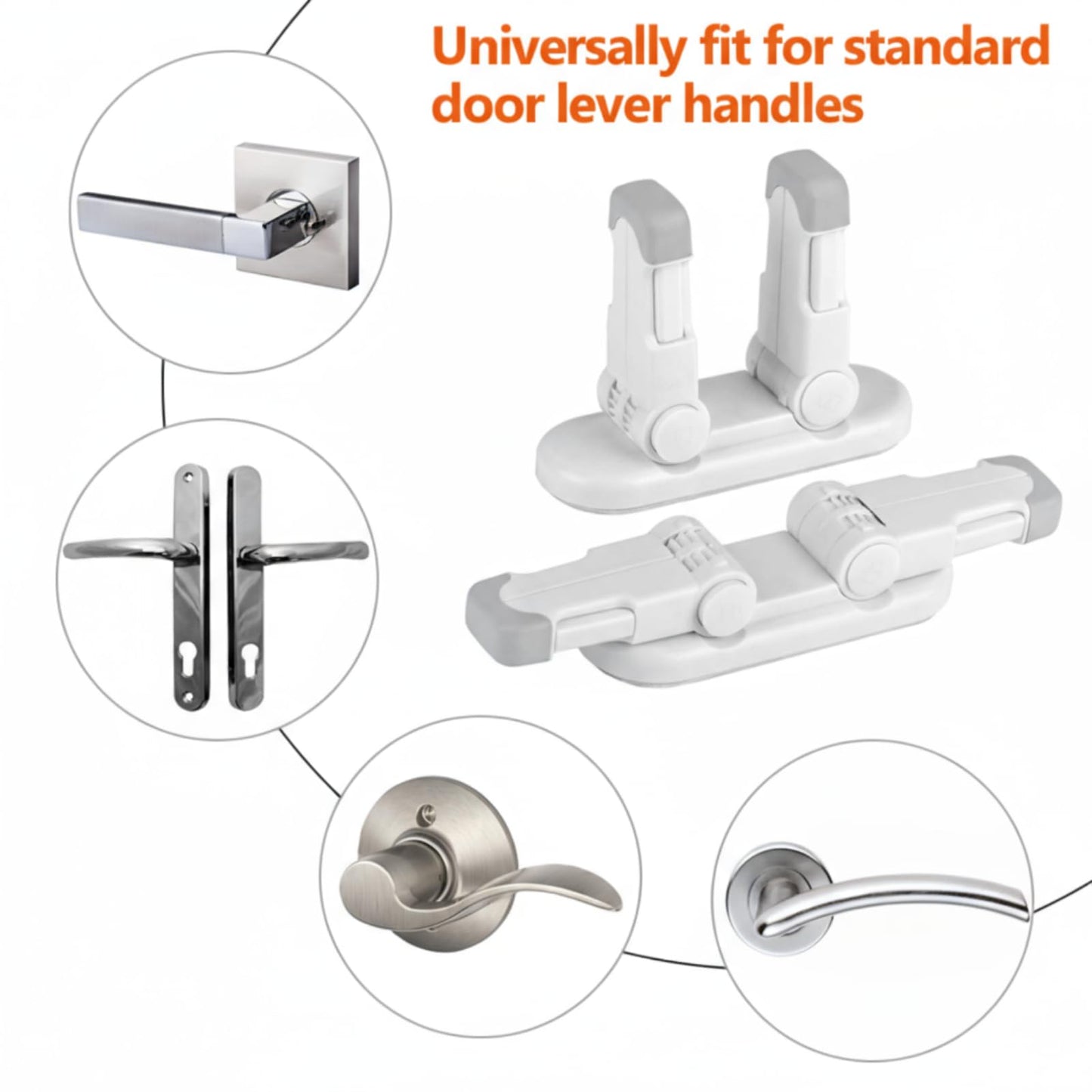 ZENTIVOR Child Safety Door Lever Lock (4 Pack) - No Drill 3M Adhesive Baby Proof for Handles - Easy One Hand Use Stops Kids Toddlers Pets