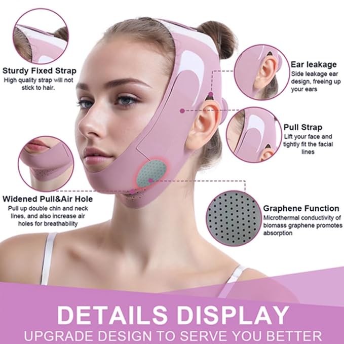ROWMATE Graphene V-Line Mask Chin Up Mask V Shaped Face Mask Chin strap for sleeping,Jawline Shaper,Lilac,Small