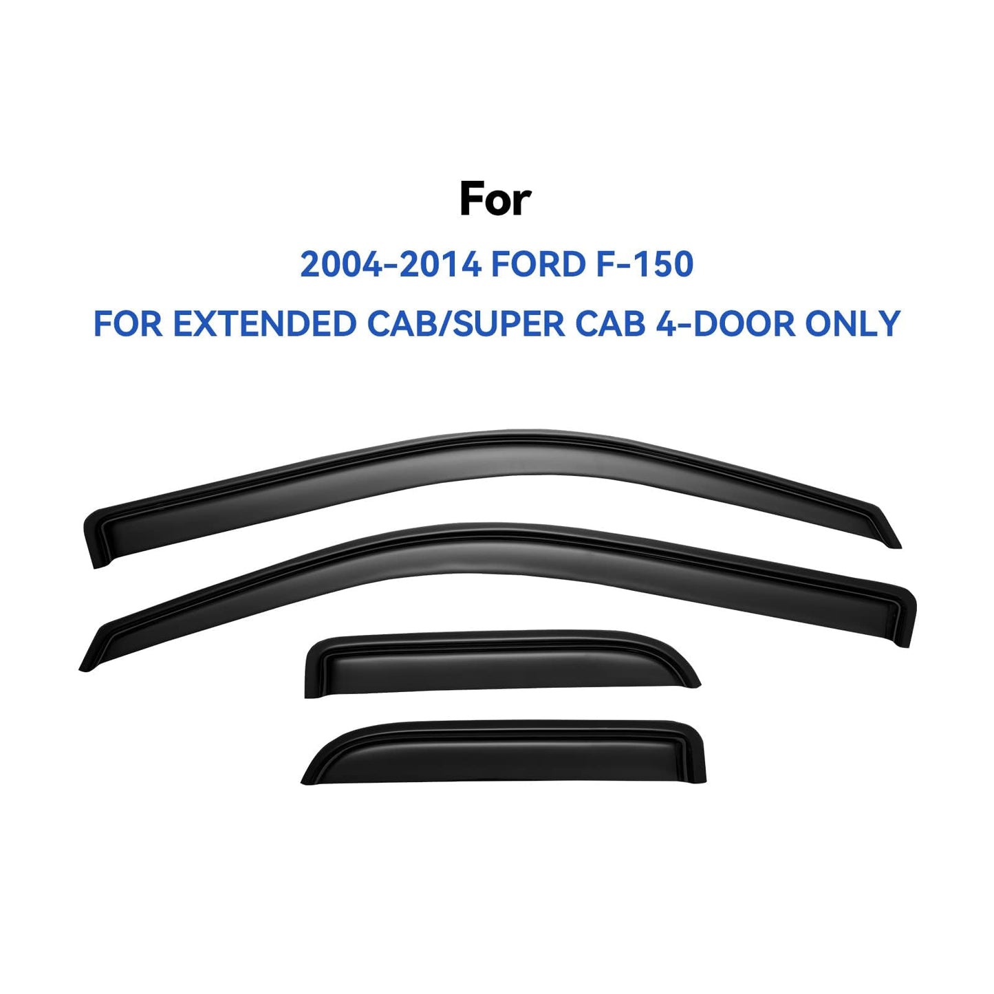 Window Visors Rain Guards for 2004-2014 Ford F150 SuperCab, Out-Channel Window Vent Wind Deflectors Visors Shades for 04-14 F-150 Extended Cab