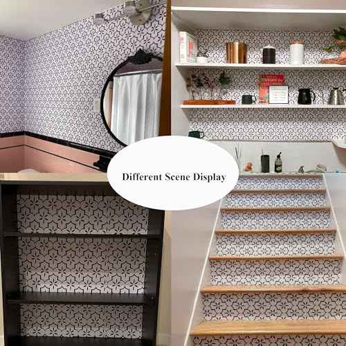 GloryTik Contact Paper Black and White Wallpaper Geometry Trellis Pattern Peel and Stick Wallpaper Modern Self-Adhesive Removable Waterproof for Cabinet Drawer Lining Wall Decor 17.7"X118"