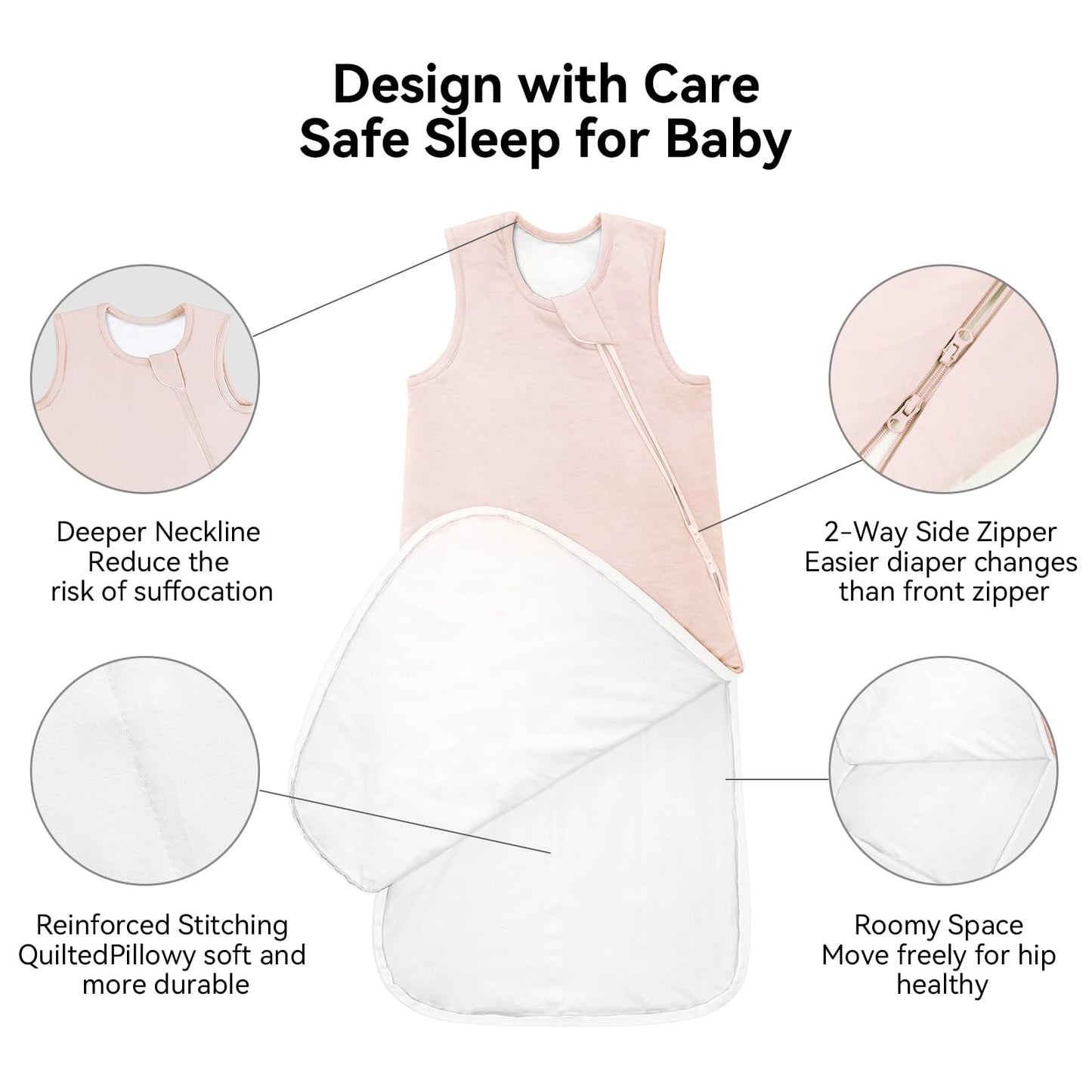 BubblePanda Rayon Made from Bamboo Sleep Sack 6-12 Months 1.0 Tog Soft Toddler Sleeping Sack for Babies 2-Way Zipper Baby Wearable Blanket
