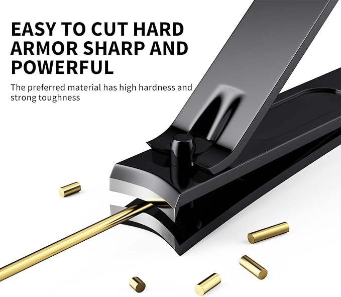 Derlaier Nail Clippers Set - Toenail Clippers & Fingernail Clipper Combo, Dual-Size Stainless Steel Nail Cutters for Home/Travel, Anti-Slip Grip, Ingrown Nail Care Tool (Black-Large/Small)
