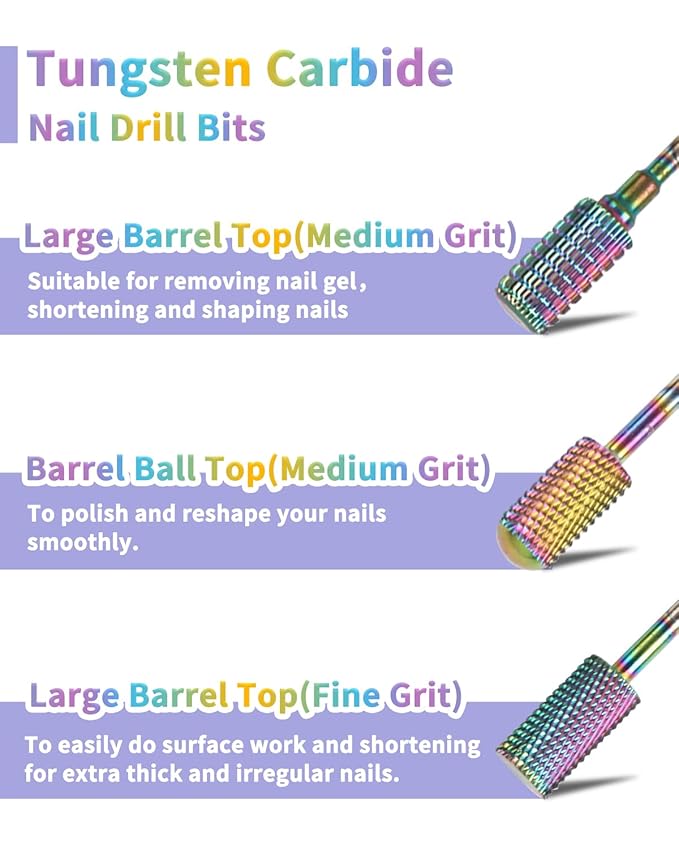 BQAN Nail Drill Bits, 17Pcs Tungsten Carbide Drill Bit Set, Professional 3/32'' Nail Bits For Nail Drill Efile, Acrylic Nails, Manicure Pedicure, Home Salon Nail Art Supplies