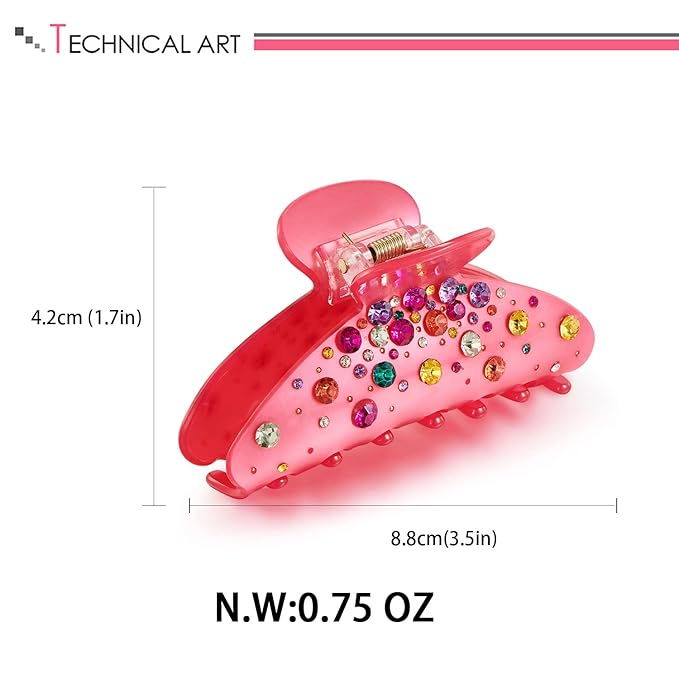 LILIE&WHITE Hair Clip, Hot Pink Acrylic Claws Hair Clips for Women, Medium Size, Nonslip Jaw Hair Clips, Hair Accessory