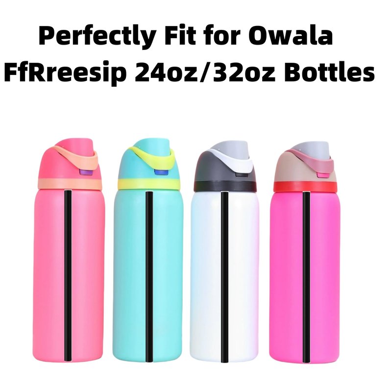 6PCS Replacement Straws for Owala Water Bottle 24 oz 32 oz, Reusable Plastic Food Grade Drinking Straws with Cleaning Brush Compatible for Owala Cup 24oz 32oz Tumbler Accessories (Black, 24oz/32oz)