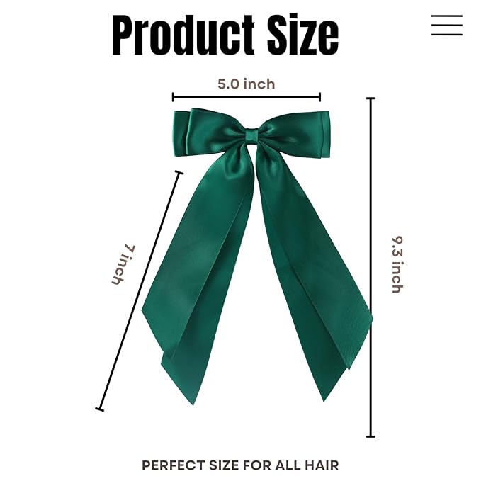 LuSeren 2 PCS Double Layer Hair Bows Green Hair Ribbon Clips Ponytail Holder Accessories for Women Girls Toddlers Teens Kids