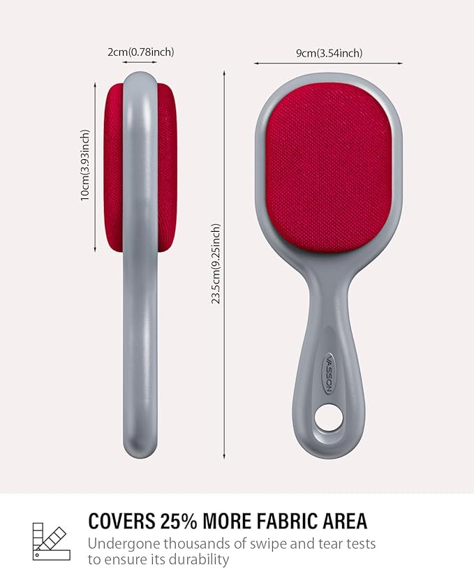 VASSON Double-Sided Lint Brushes, Classic Velvet Brush for Furniture and Clothing, Ideal for Pet Hair Removal