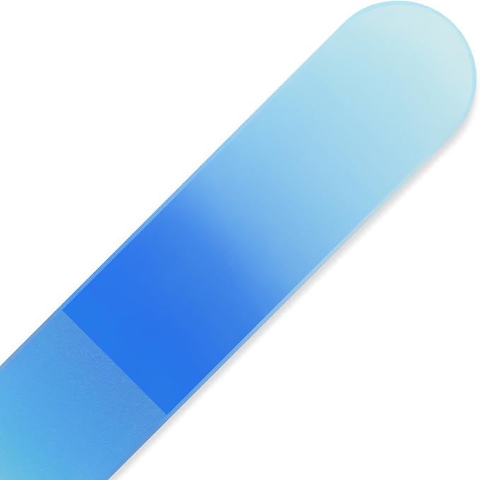 Mont Bleu Rainbow Crystal Nail File in Black Pouch - Large/Professional Size - Czech Tempered Glass - Handmade in Bohemia (Czech Republic)