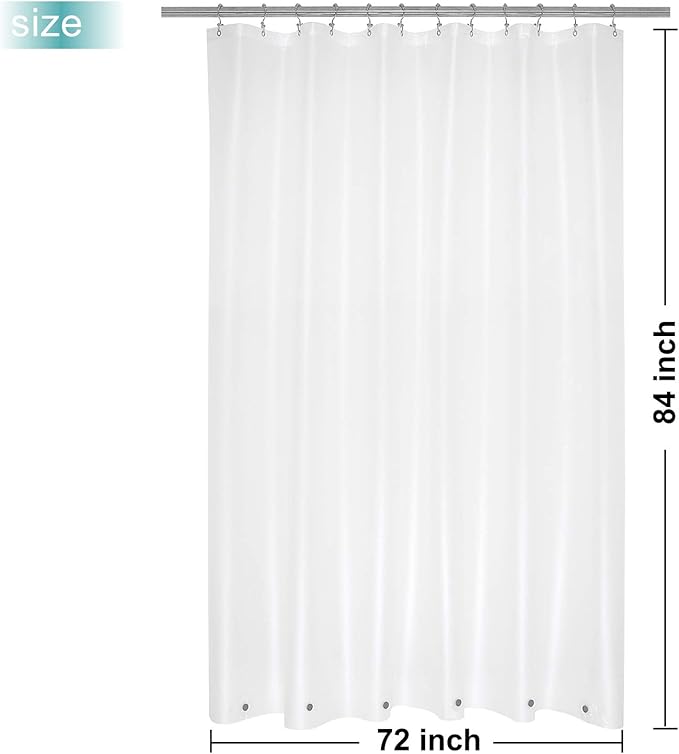 Mrs Awesome Extra Long Shower Curtain Liner with 6 Magnets 72 x 84 inch, Frosted PEVA 8G Heavy Duty Thick Plastic Shower Curtain, Waterproof, 72x84, Frost