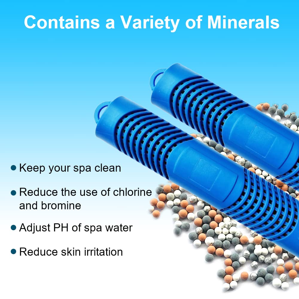 Joepoe SPA Mineral Sticks for Hot Tub, Hot Tub Stick with 4 Months Lifetime Universal for Hot Tub & Pool, Spa Mineral Cartridge Keeps Water Crystal Clear (Blue,2-Pack)