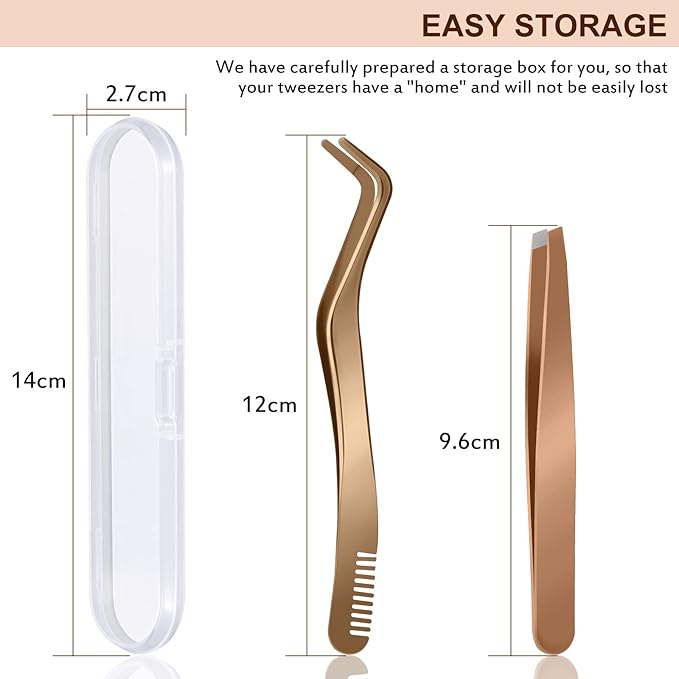 B&Qaugen False Eyelash Applicator Tool 2 pieces for Lash Clusters, Gold DIY Eyelash Tweezers Set (Golden,2pcs)