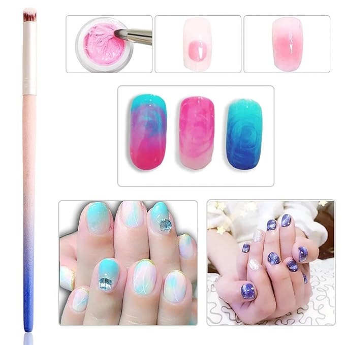 6Pcs Ombre Nail Brush Nail Art Brushes Nail Ombre Brush Nail Gradient Painting Pen Ombre Brush for Gel Nails Acrylic Manicure Brush Nail Art Tools