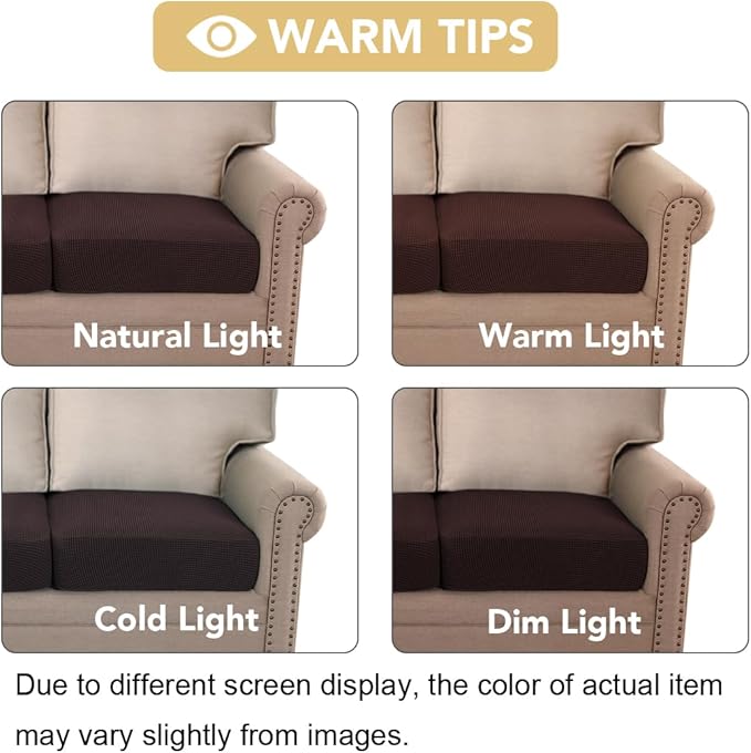 H.VERSAILTEX Super Stretch Individual Seat Cushion Covers Sofa Covers Couch Cushion Covers Slipcover Sets Thick Jacquard Textured Twill Fabric (1 Piece Chair Cushion Cover, Chocolate)