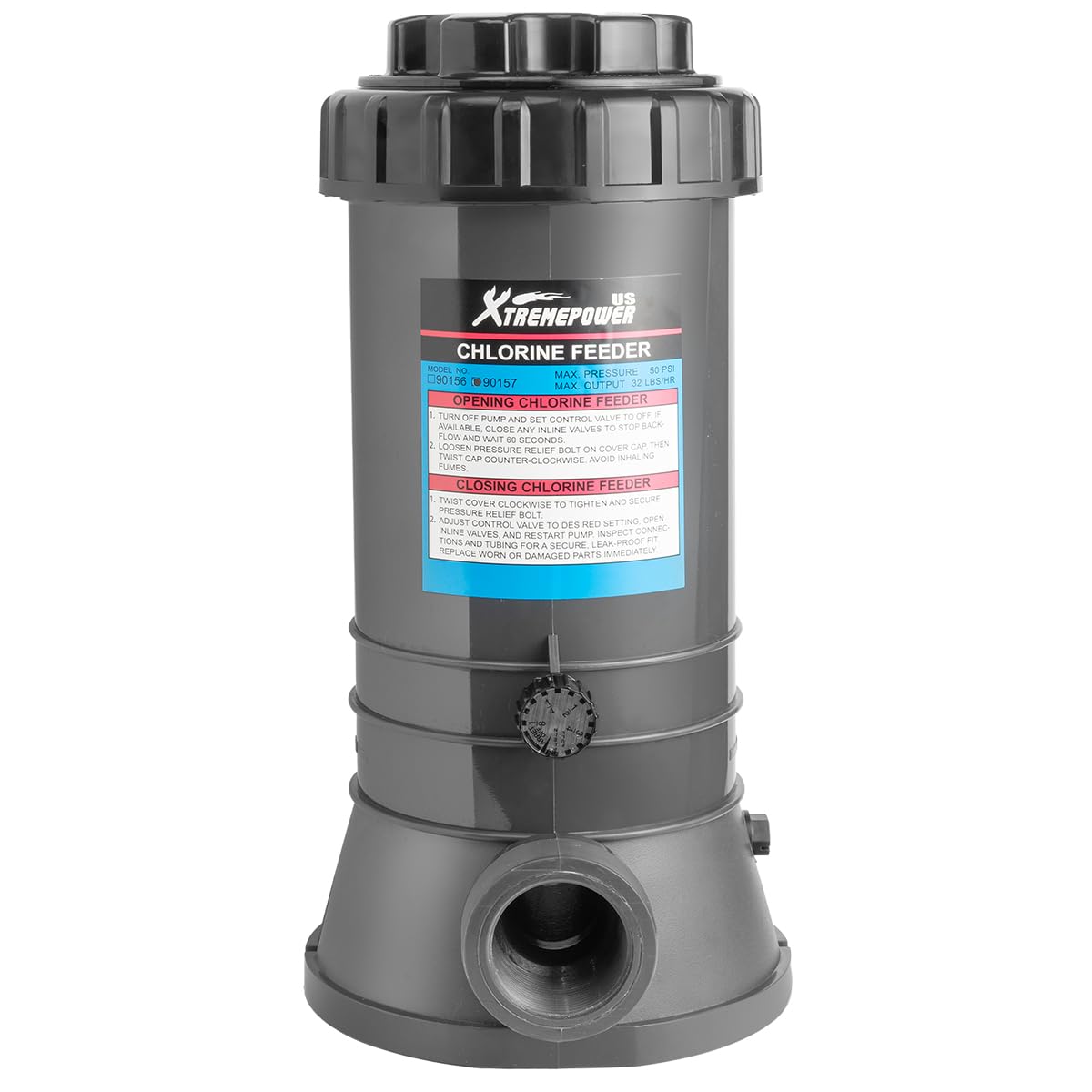 XtremepowerUS Inline Automatic Chlorinator Chemical Chlorine Feeder for Above Ground Pool, Inground Swimming Pool Chlorine Dispenser Tablet in-line Auto Chlorinator 3-Inch (Compatible with Cl200)