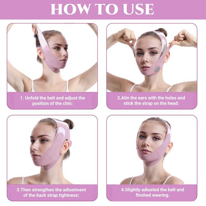 ROWMATE Graphene V-Line Mask Chin Up Mask V Shaped Face Mask Chin strap for sleeping,Jawline Shaper,Lilac,Small