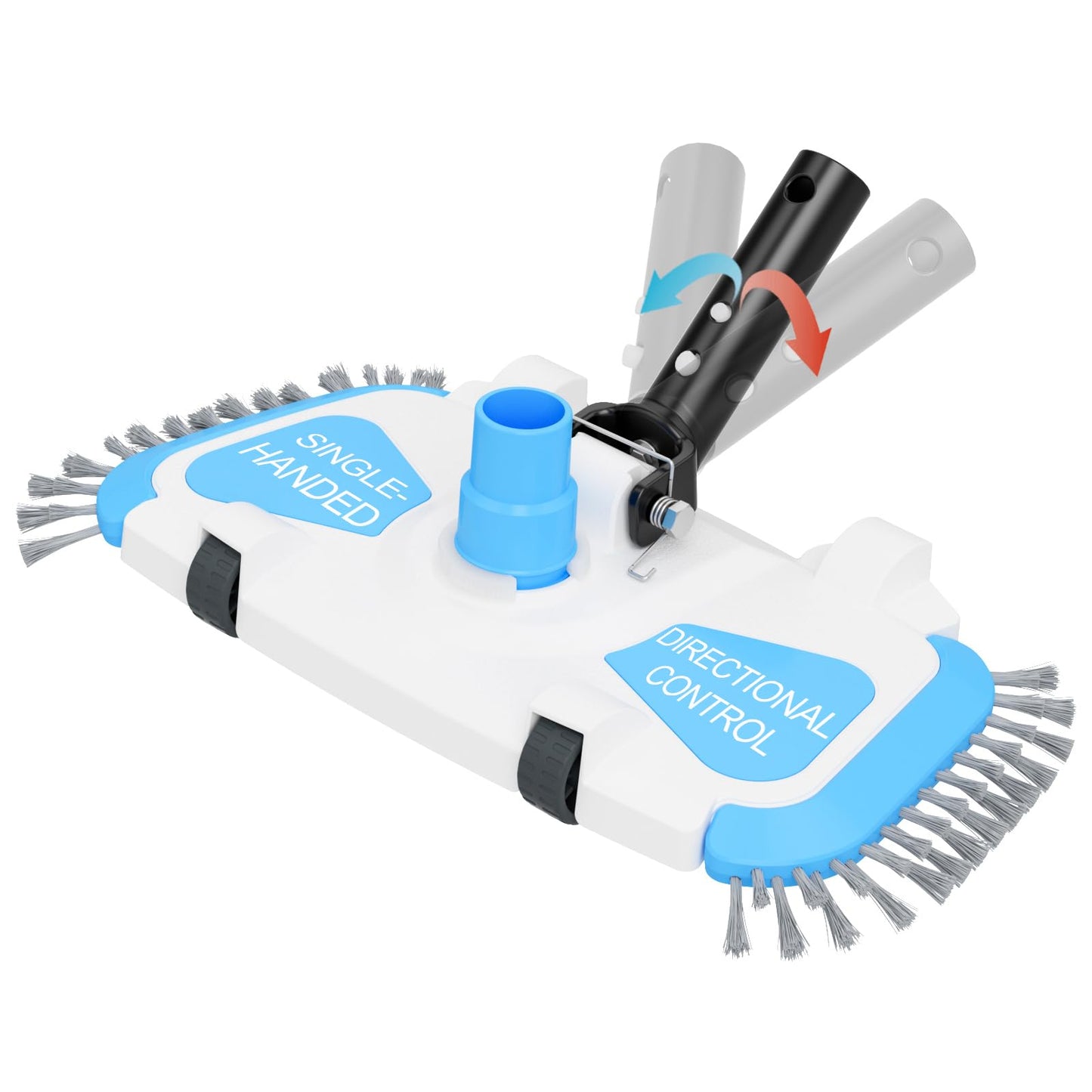 Enhanced Pool Vacuum Head with Direction-Control Swivel Handle, Stable-Maintain Spring, Vinyl Pool Vac with Wheels, Side Brush and Bottom Brush for Inground & Above Ground Pools