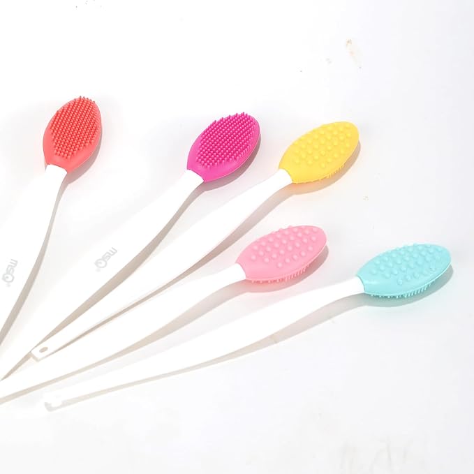 MSQ 5 PCS Lip Scrub Brush, Double-end Silicone Nose Clean Brush Lip Exfoliating Brush for Men Women Double-Sided Soft Lip Brush for Smoth Lip Appearance