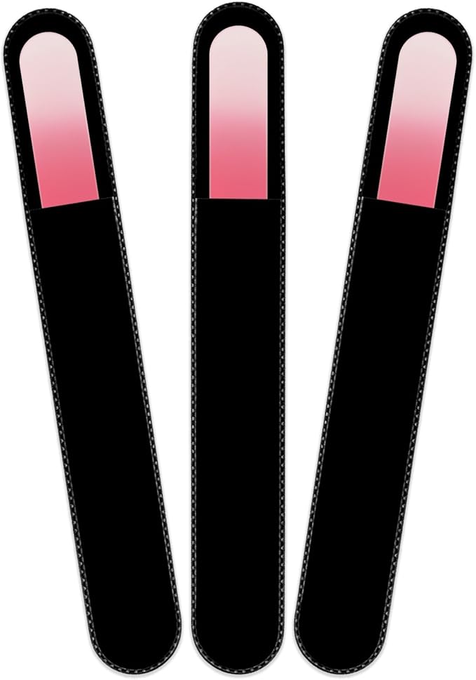 Mont Bleu Rainbow Crystal Nail File in Black Pouch - Large/Professional Size - Czech Tempered Glass - Handmade in Bohemia (Czech Republic)