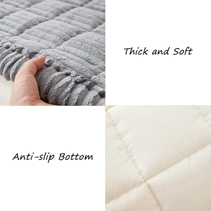 Couch Cover for Dogs Washable, Fuzzy Pet Couch Covers for 3 Cushion Sofa Pet Friendly, Non Slip Sofa Cover (Light Blue-Grey, 27.6" x 59"/70 x 150cm)