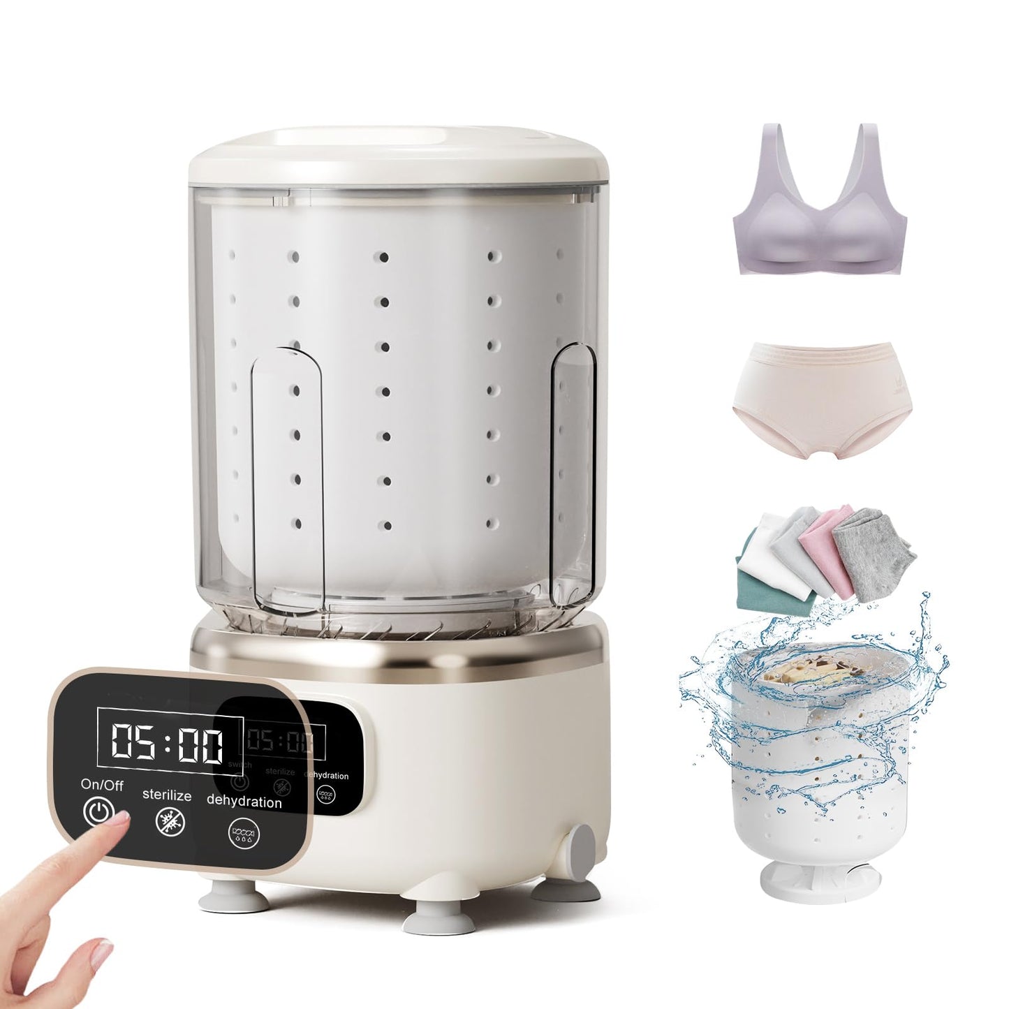 Underwear Washing Machine,Portable Washer & Spin Dryer Combo,Mini Washing Rechargeable Cordless Washing Deep Cleans Small Clothes Small Clothes for Apartment, Dorm, Travel & Hotel Use (2 L capacity)