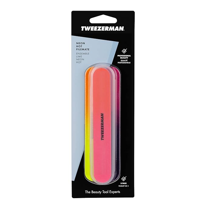 Tweezerman Neon Hot Nail Filemates, 3 Count