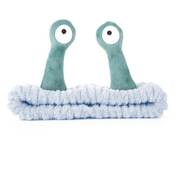 Face Wash Headband, Palm and Snail Spa Hair Bands Makeup Headbands Women Cartoon Cute Coral Fleece Elastic Headband Creative Hair Accessories for Washing Face Shower Sports (Blue&Green)
